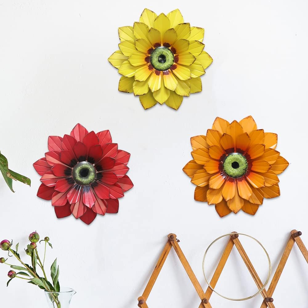 Side view of hogardeck Metal Flower Wall Decor highlighting 3D detail