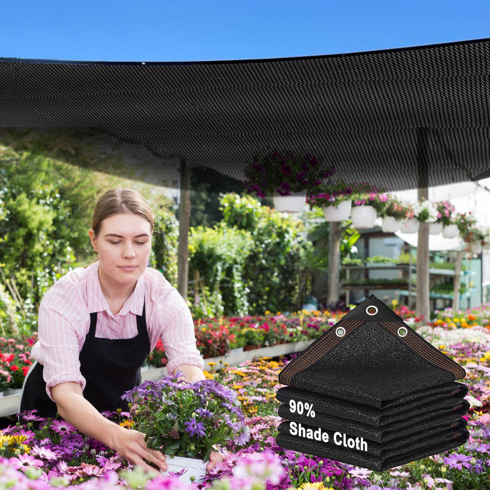 Side view of HOLAA Shade Cloth showing grommets