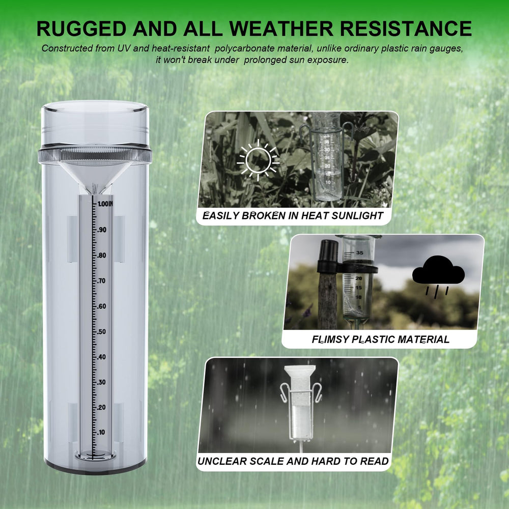 Side view of Holdly Rain Gauge with removable bracket