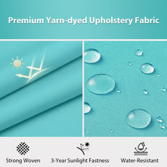 Side view of HOMELYSIAN teal outdoor chair cushions with ties