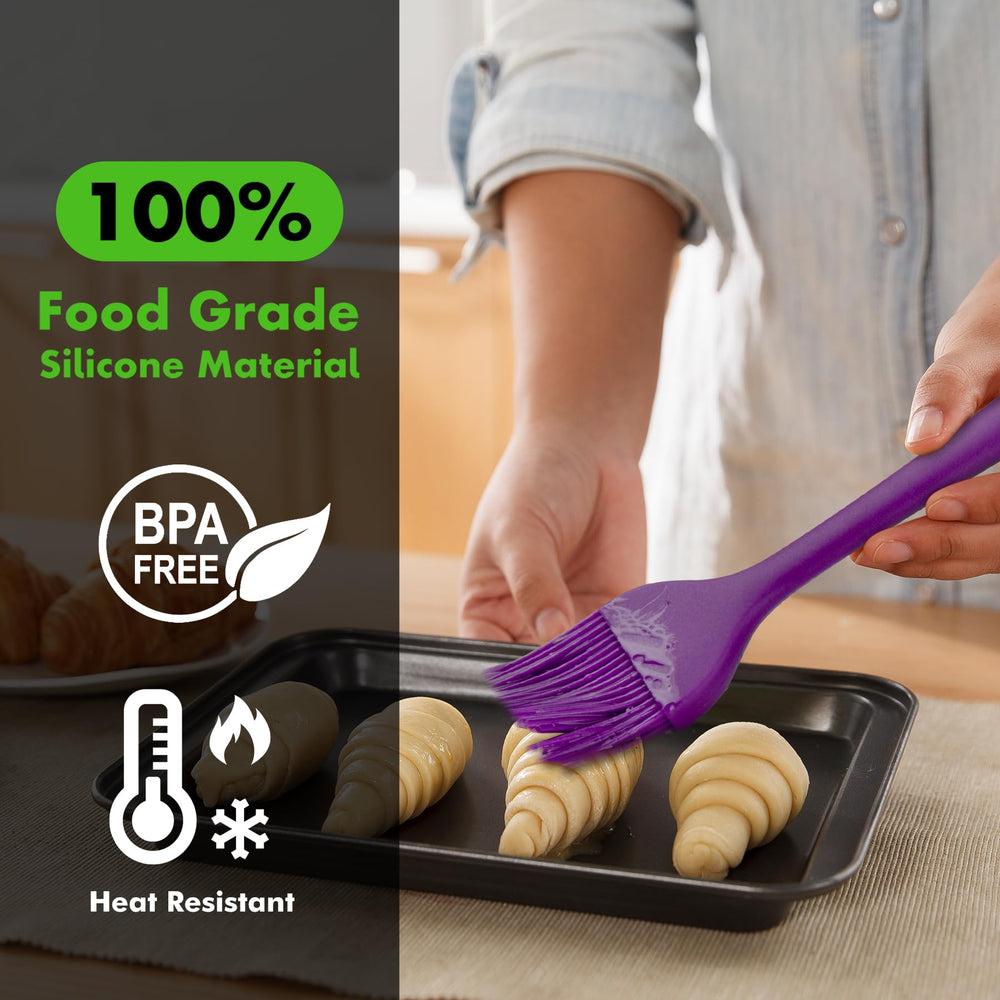 Side view of HOTEC large silicone basting brush measuring 10.3 inches