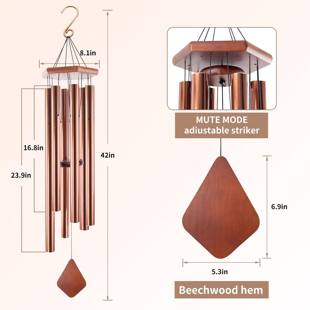 Side view of Howarmer 44 inch wind chimes showing aluminum tubes