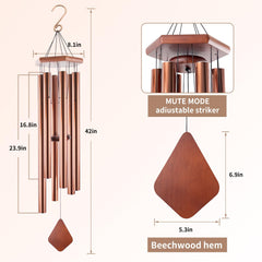 Side view of Howarmer 44 inch wind chimes showing aluminum tubes