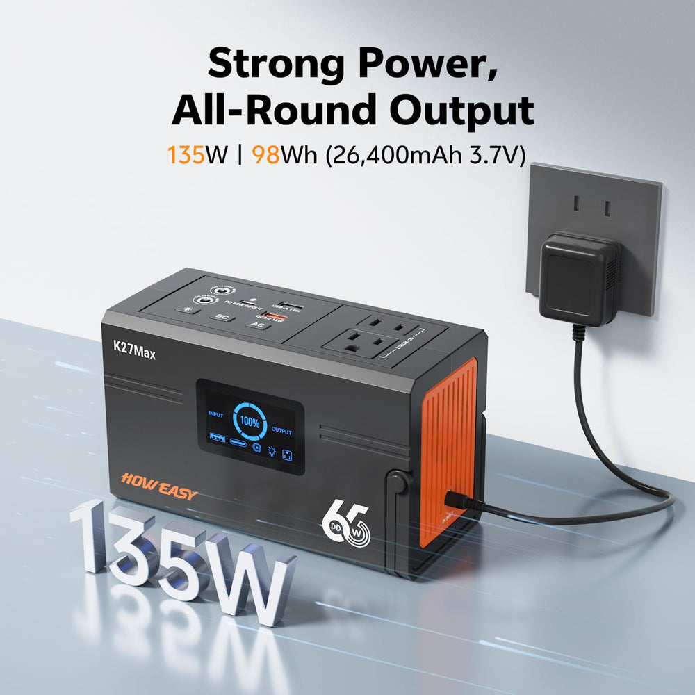Side view of HOWEASY Portable Power Station 135W