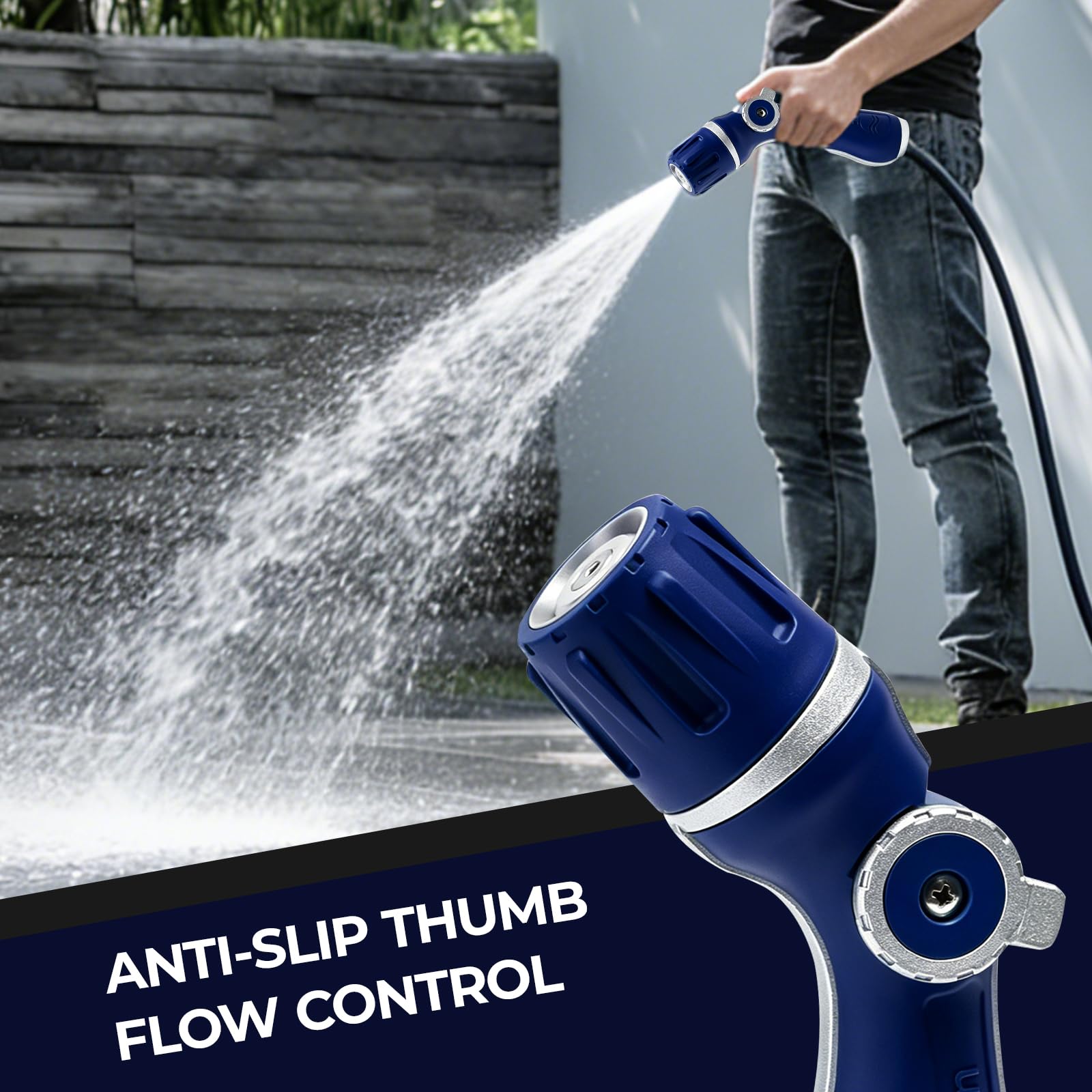 Side view of HugeDawn Garden Hose Nozzle showing size