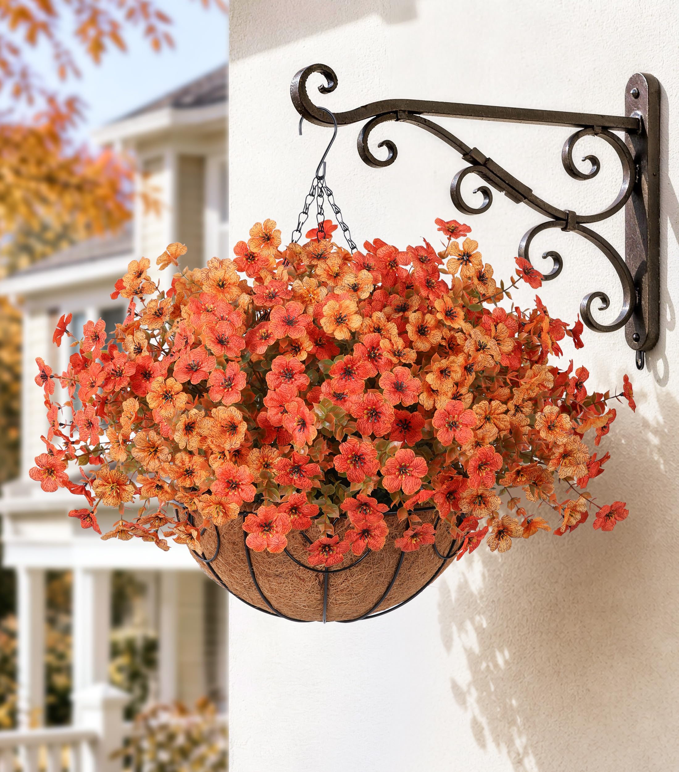 Side view of HyeFlora Hanging Planter with vibrant flowers