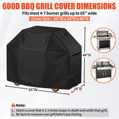 Side view of i COVER 65 inch BBQ grill cover
