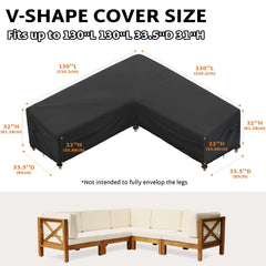 Side view of iBirdie Outdoor Sectional Cover showcasing waterproof tape seams