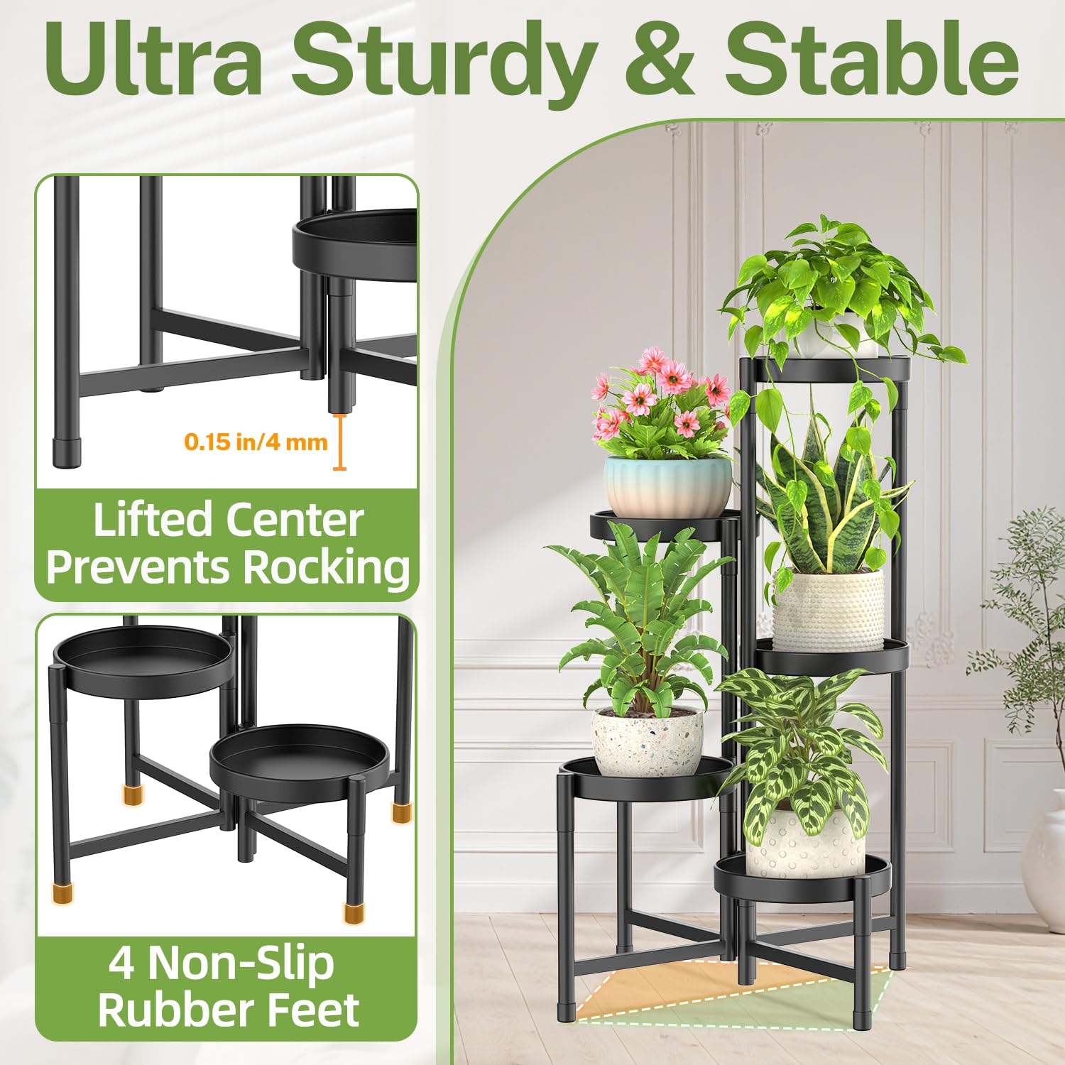 Side view of iDavosic.ly 5 Tier Plant Stand showcasing structure