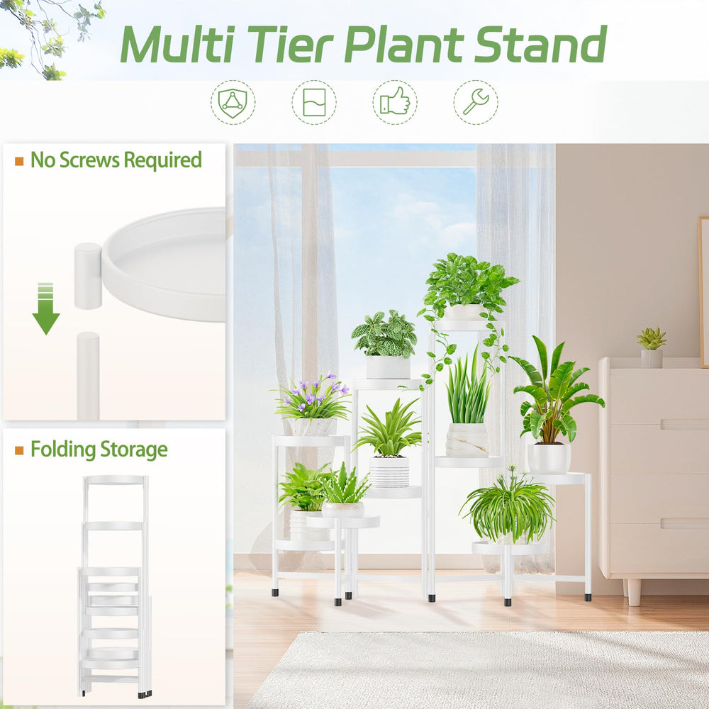 Side view of iDavosic.ly 9 Tier Metal Plant Stand