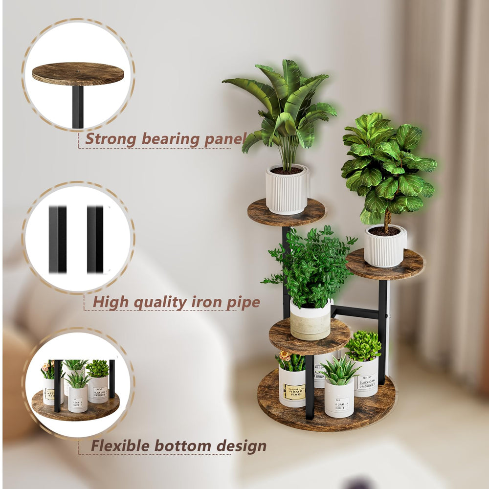 Side view of INGIORDAR 4 Tier Plant Stand with succulents