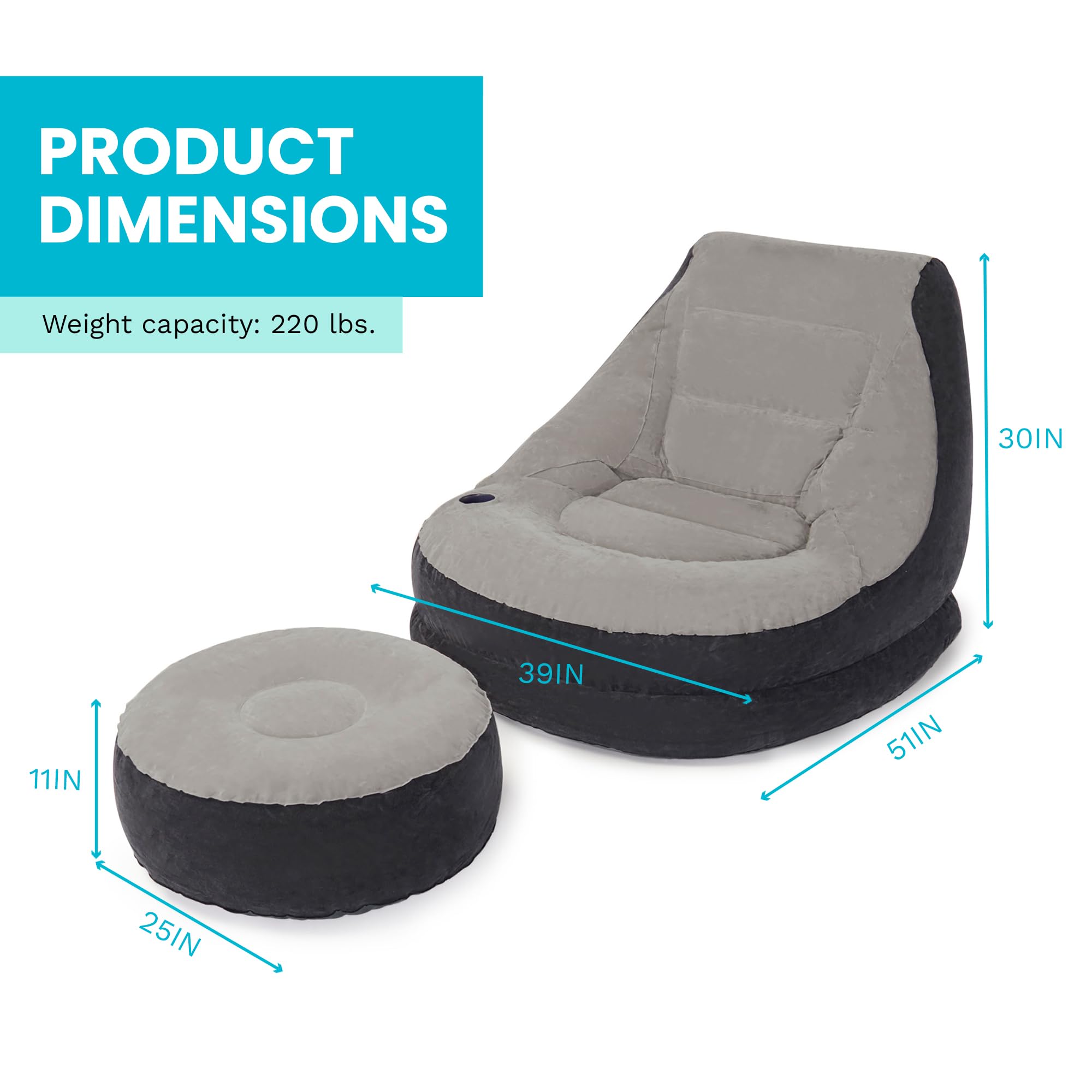Side view of Intex Ultra Lounge Inflatable Chair showing angled backrest