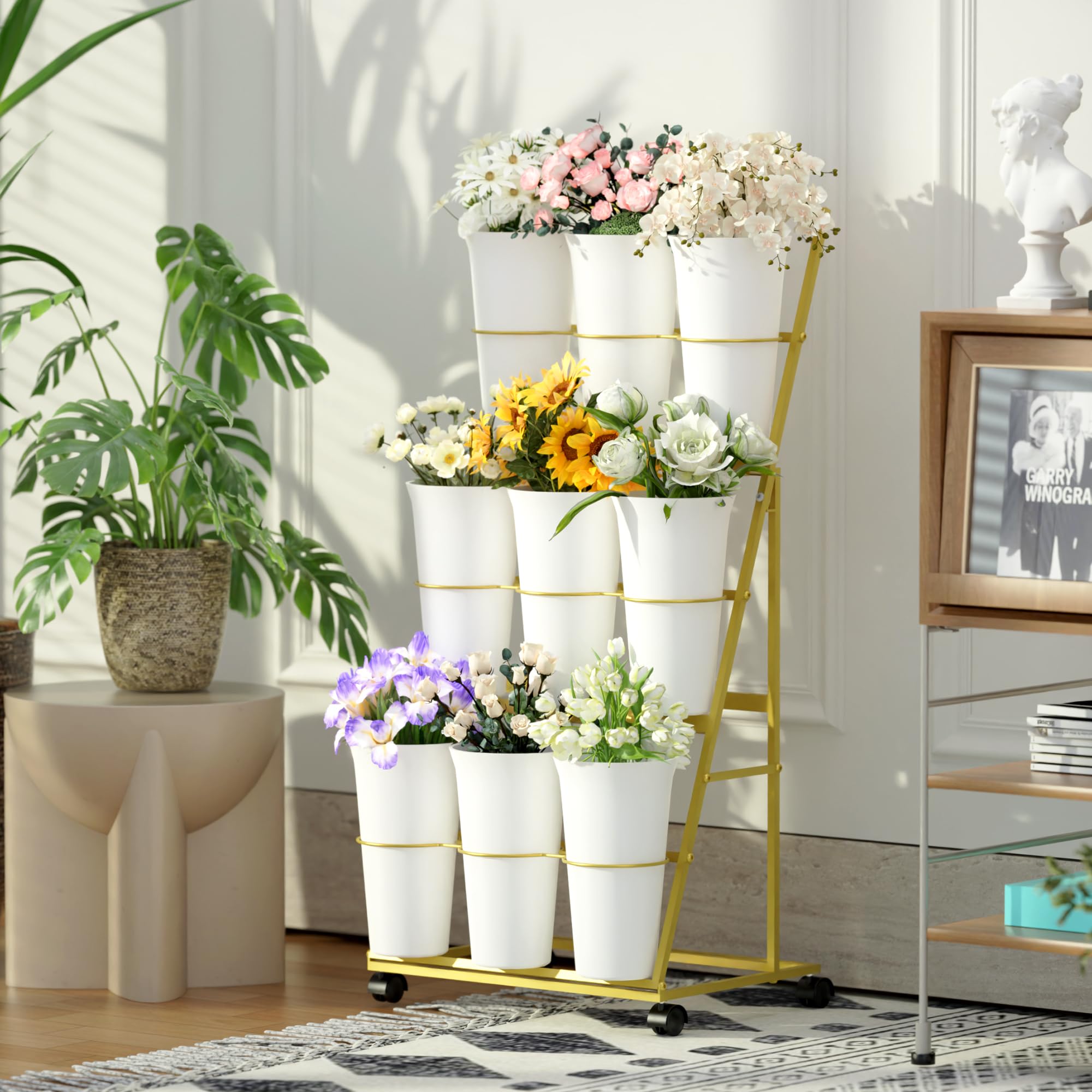 Side view of Invech Flower Display Stand showcasing its sturdy design