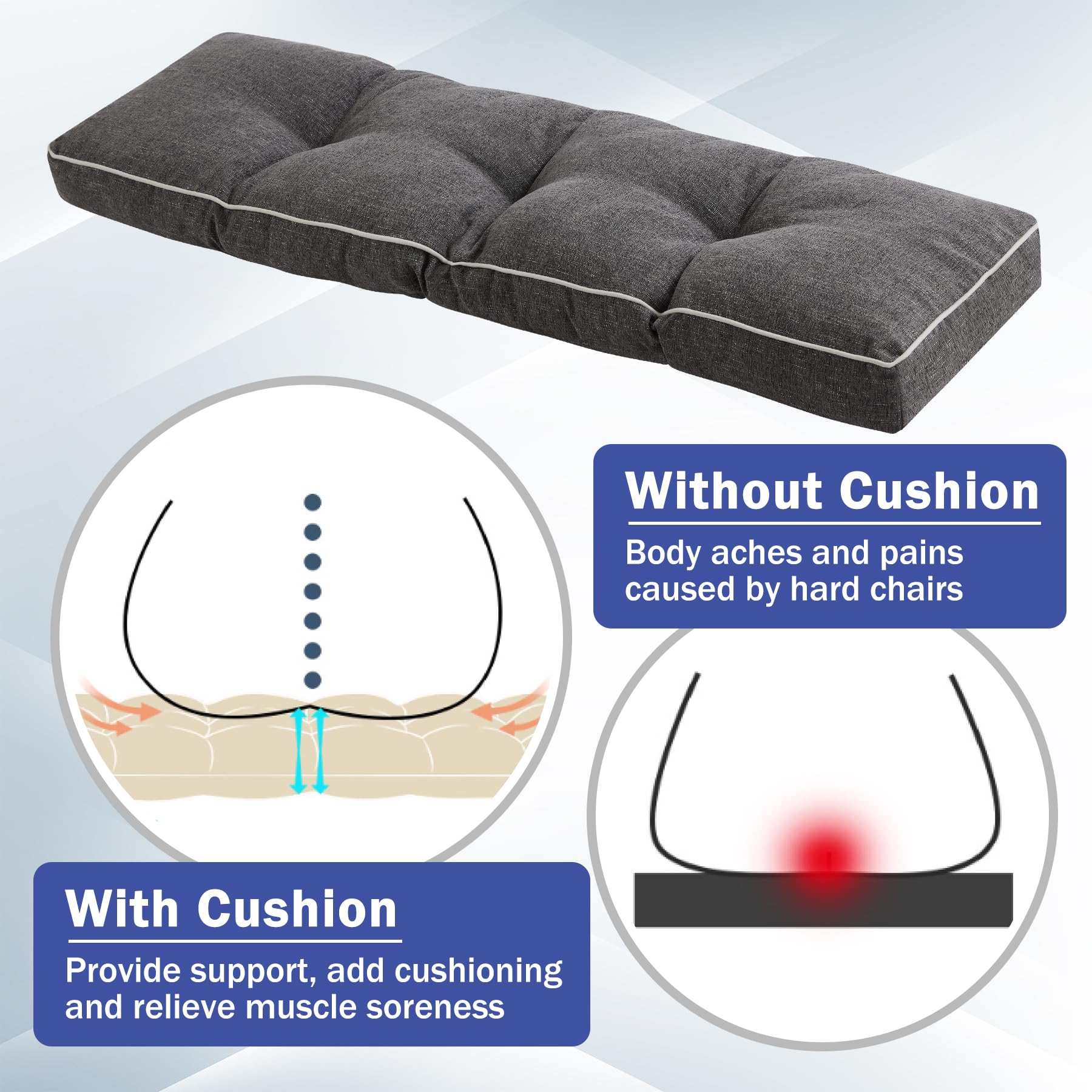 Side view of IPYNBAP Bench Cushion showing thickness