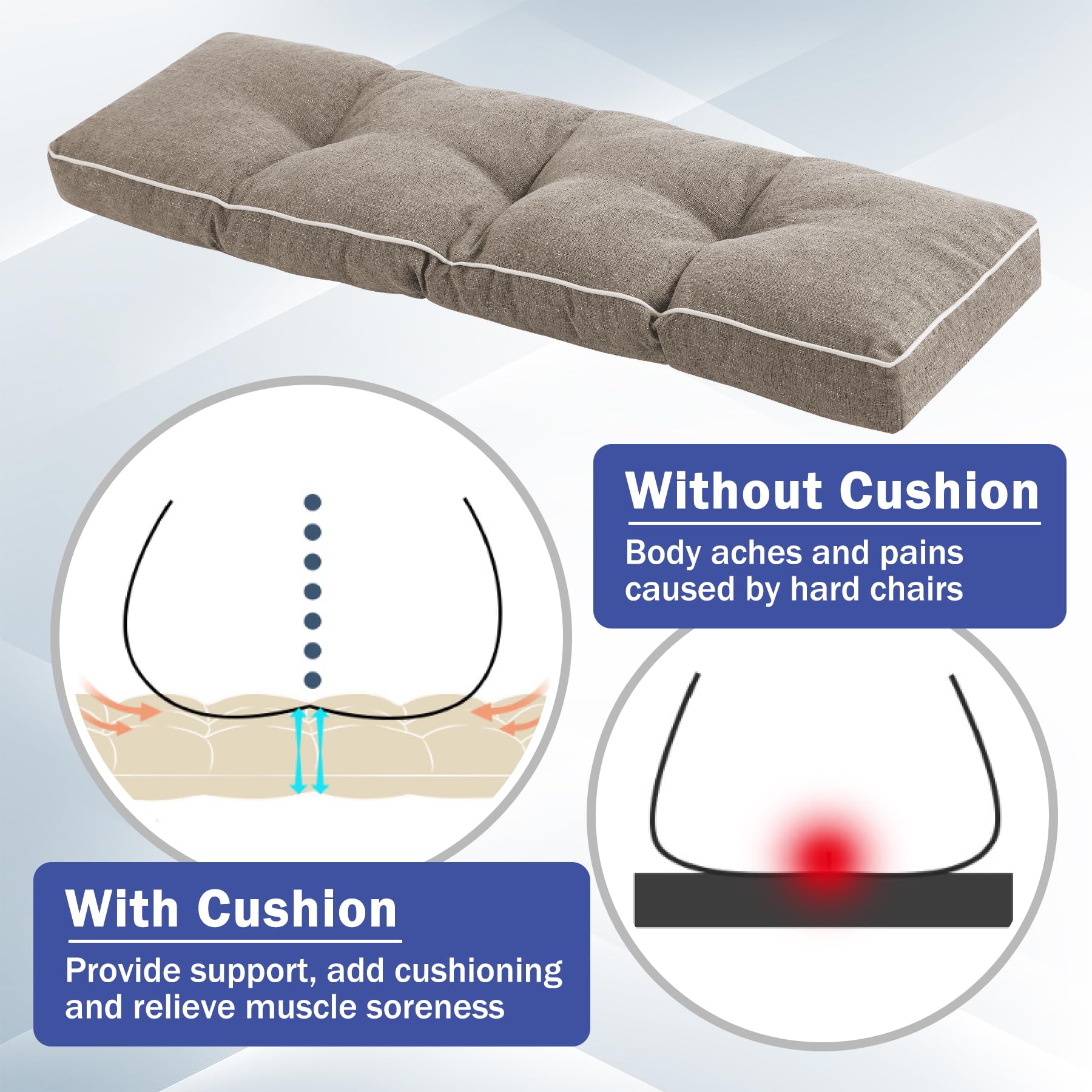 Side view of IPYNBAP memory foam bench cushion