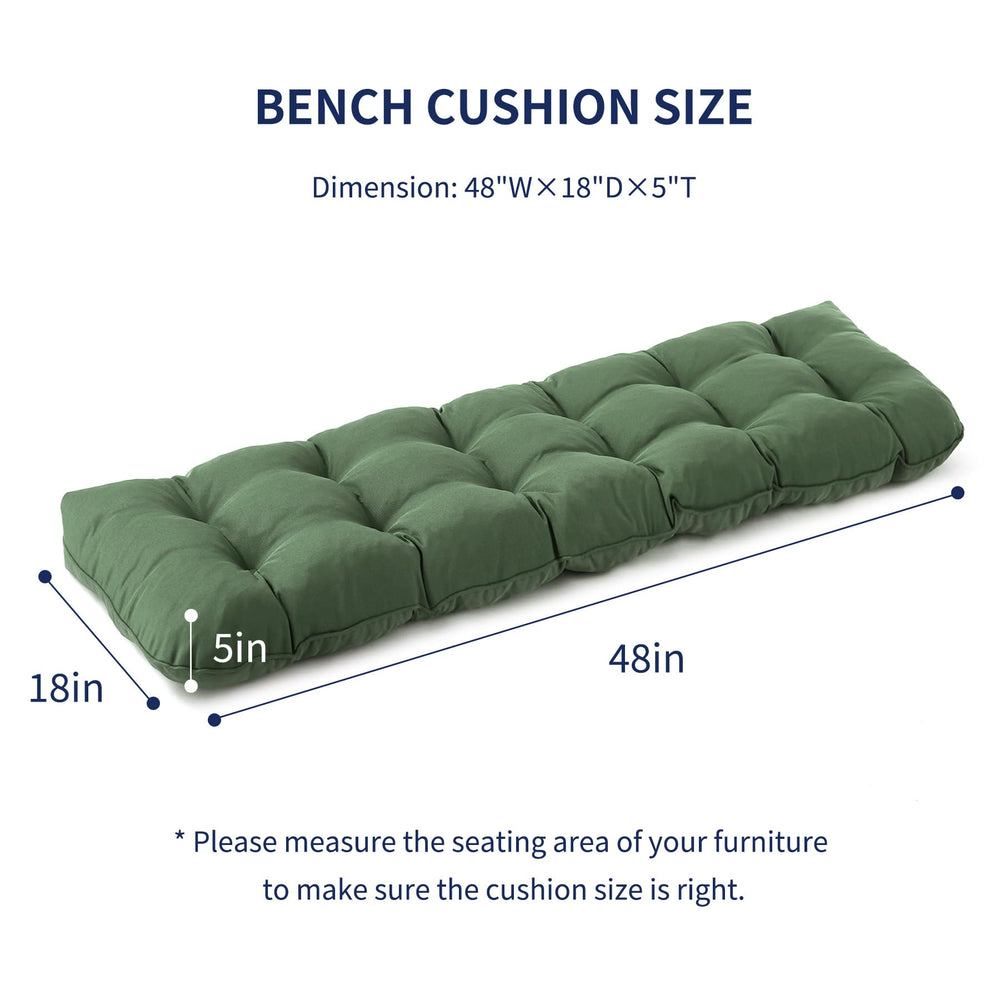 Side view of IPYNBAP Outdoor Bench Cushion showing tufted design