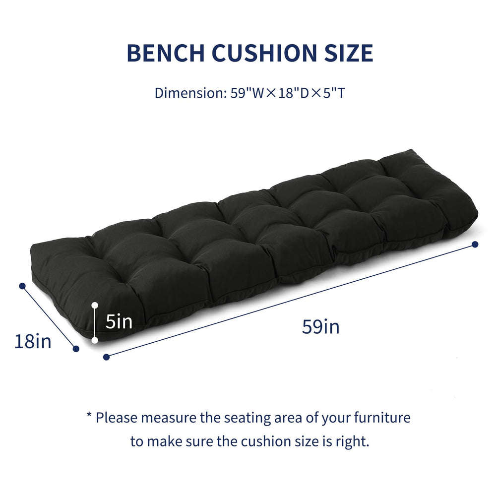 Side view of IPYNBAP Outdoor Bench Cushion with tufted design