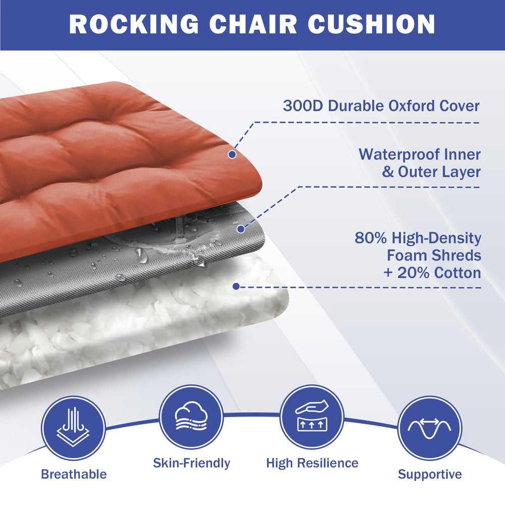 Side view of IPYNBAP Rocking Chair Cushion showing ties