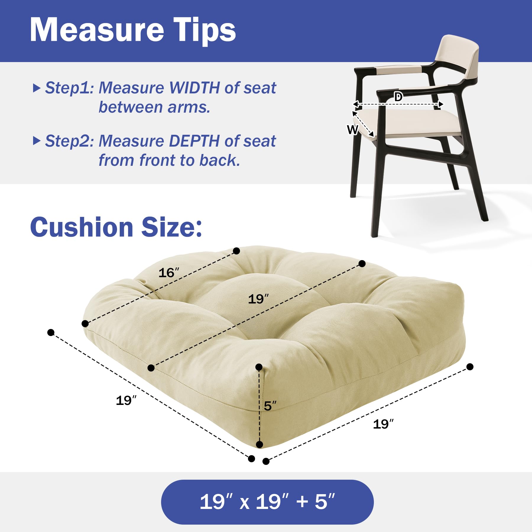 Side view of IPYNBAP waterproof outdoor chair cushion