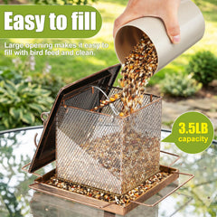Side view of IWNTWY Bird Feeder with acrylic rainproof board