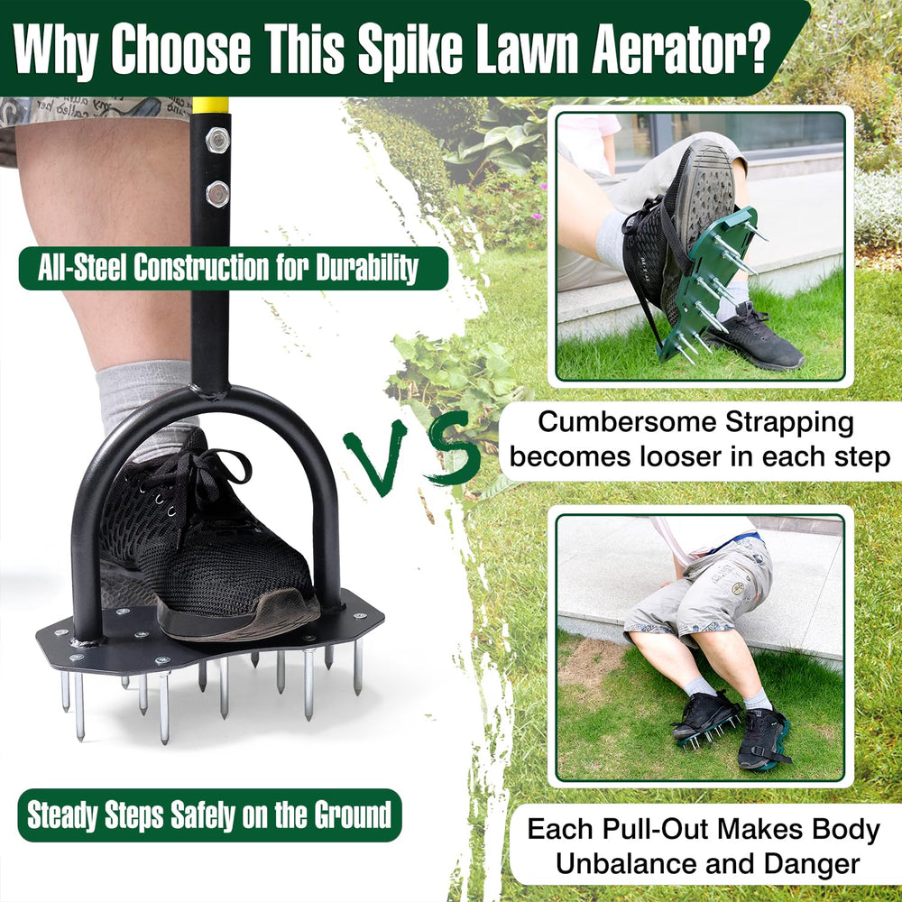 Side view of Jardineer 36-inch Lawn Aerator Tool