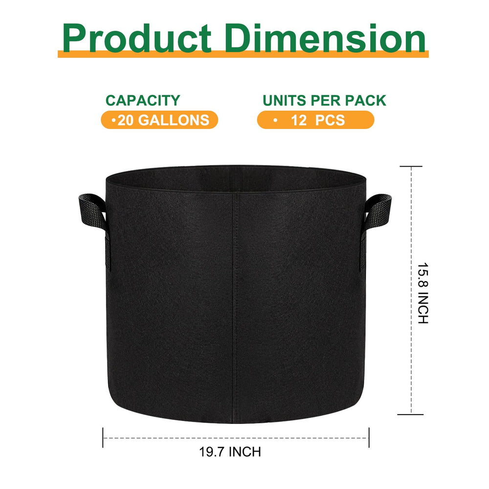 Side view of JERIA 20 Gallon Grow Bag showing fabric material