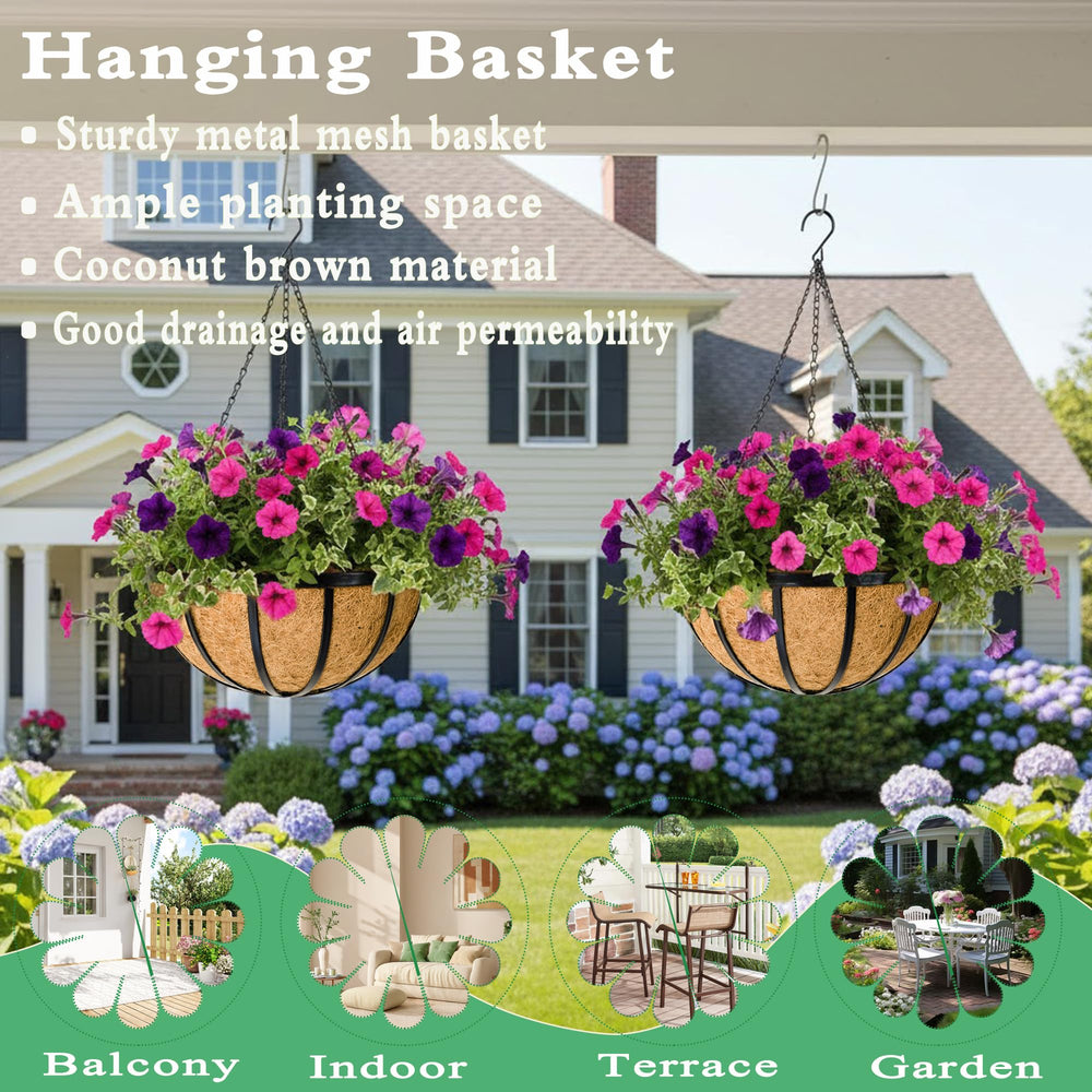 Side view of JFFLYIT 12 Inch Metal Hanging Planter
