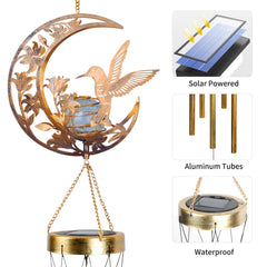 Side view of JOBOSI Wind Chime with crescent moon