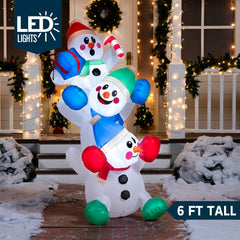 Side view of Joiedomi 6 FT inflatable snowman showing multicolour design