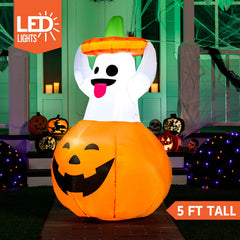 Side view of Joiedomi Halloween inflatable ghost with LED lights