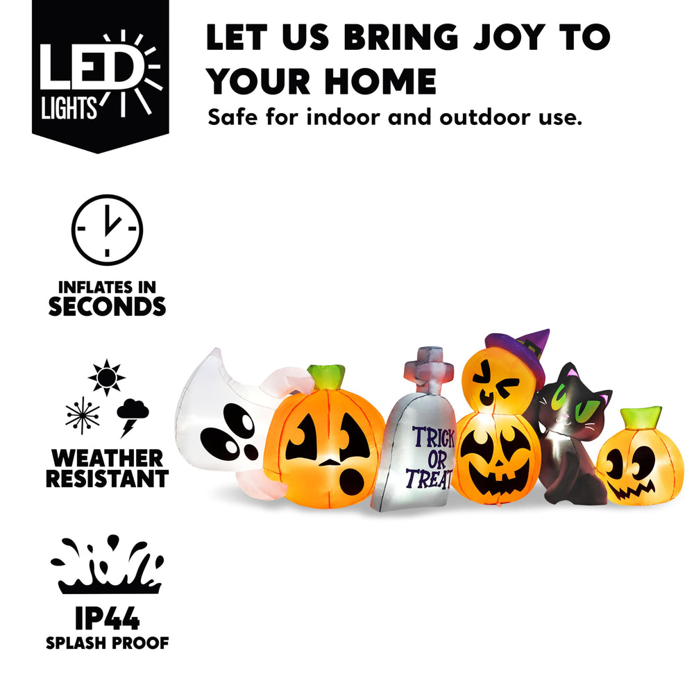 Side view of Joiedomi inflatable pumpkin ghost cat