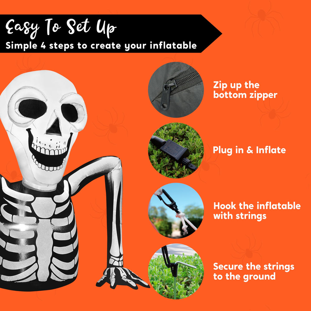 Side view of Joiedomi inflatable skeleton decoration