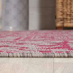 Side view of JONATHAN Y Boho Medallion Runner Rug showing low-pile construction