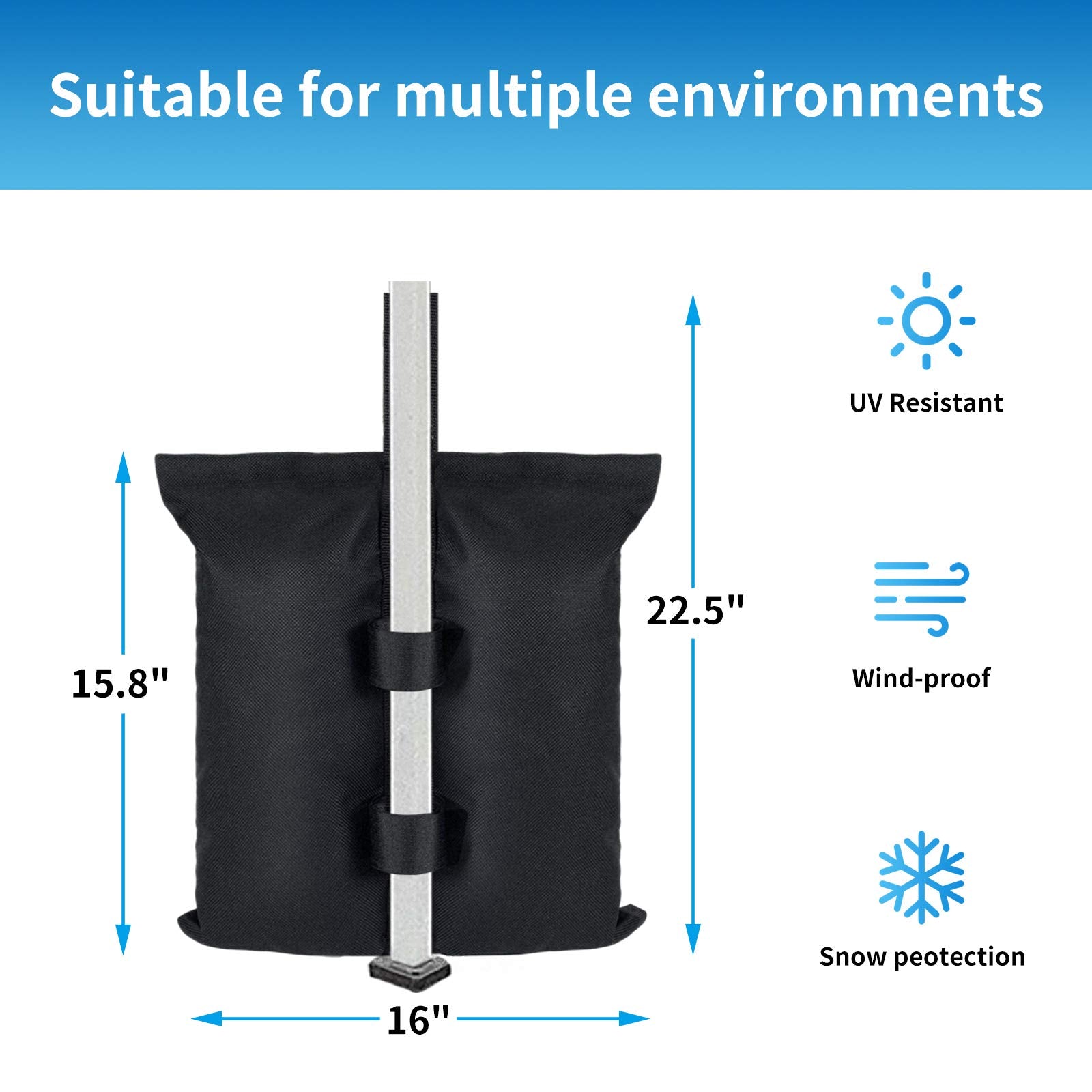 Side view of Jorohiker weight bags with Velcro straps