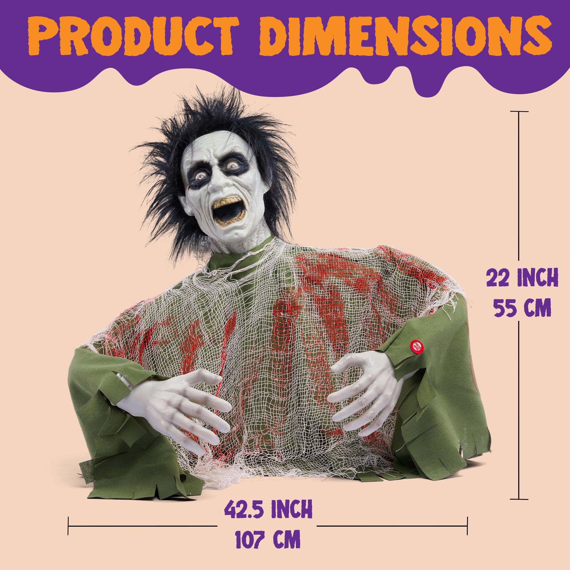 Side view of JOYIN Zombie Groundbreaker outdoor decor