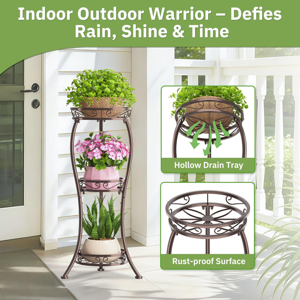 Side view of KMOTASUO 3 Tier Plant Stand