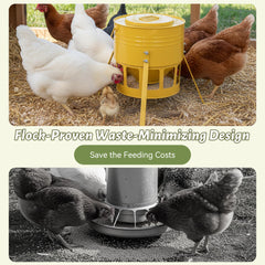 Side view of KOL Metal Chicken Feeder with tripod base