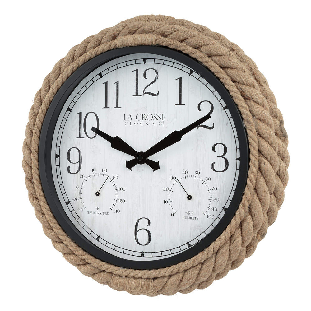 Side view of La Crosse 14-inch Rowan wall clock showing metal hands
