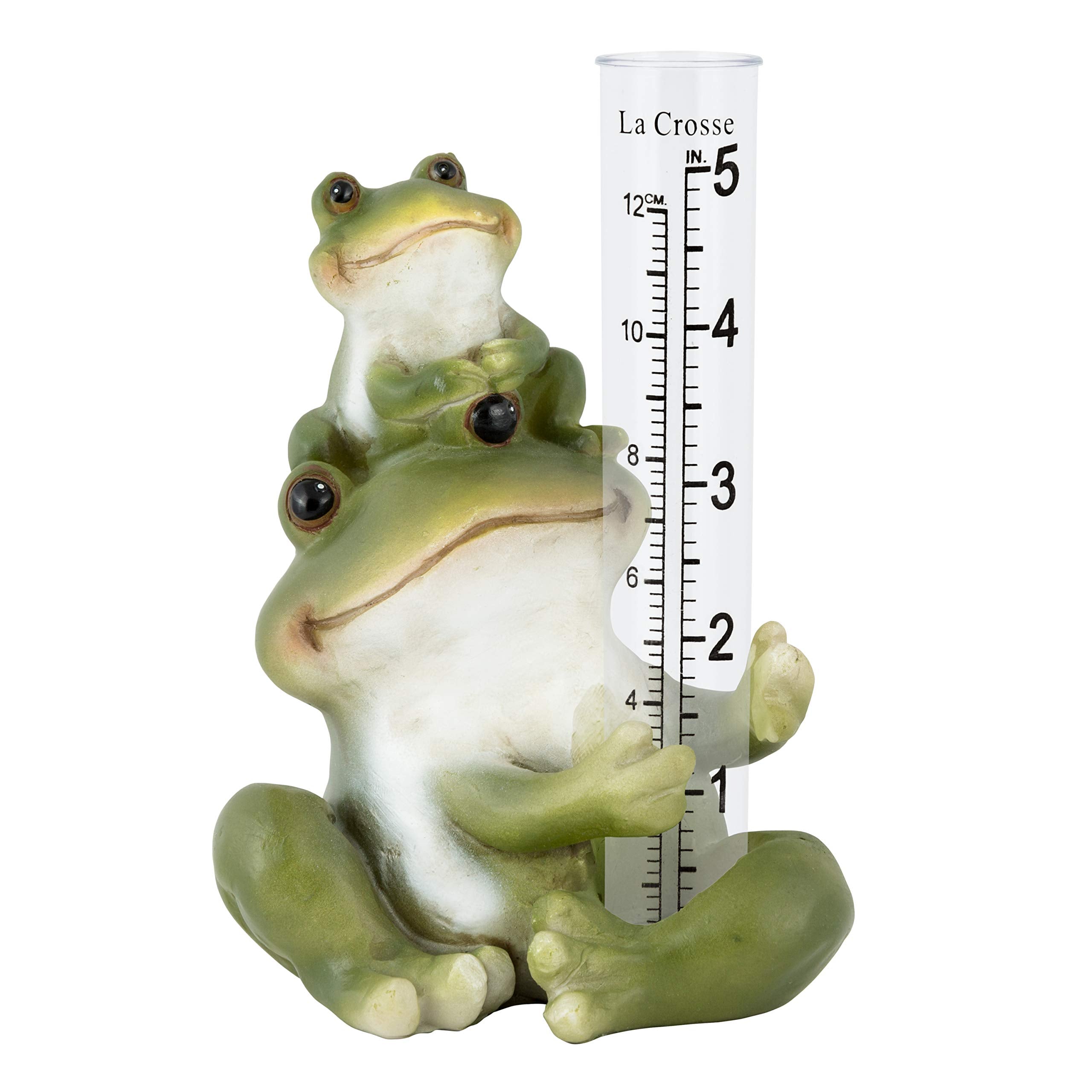 Side view of La Crosse Frog Rain Gauge showing dimensions