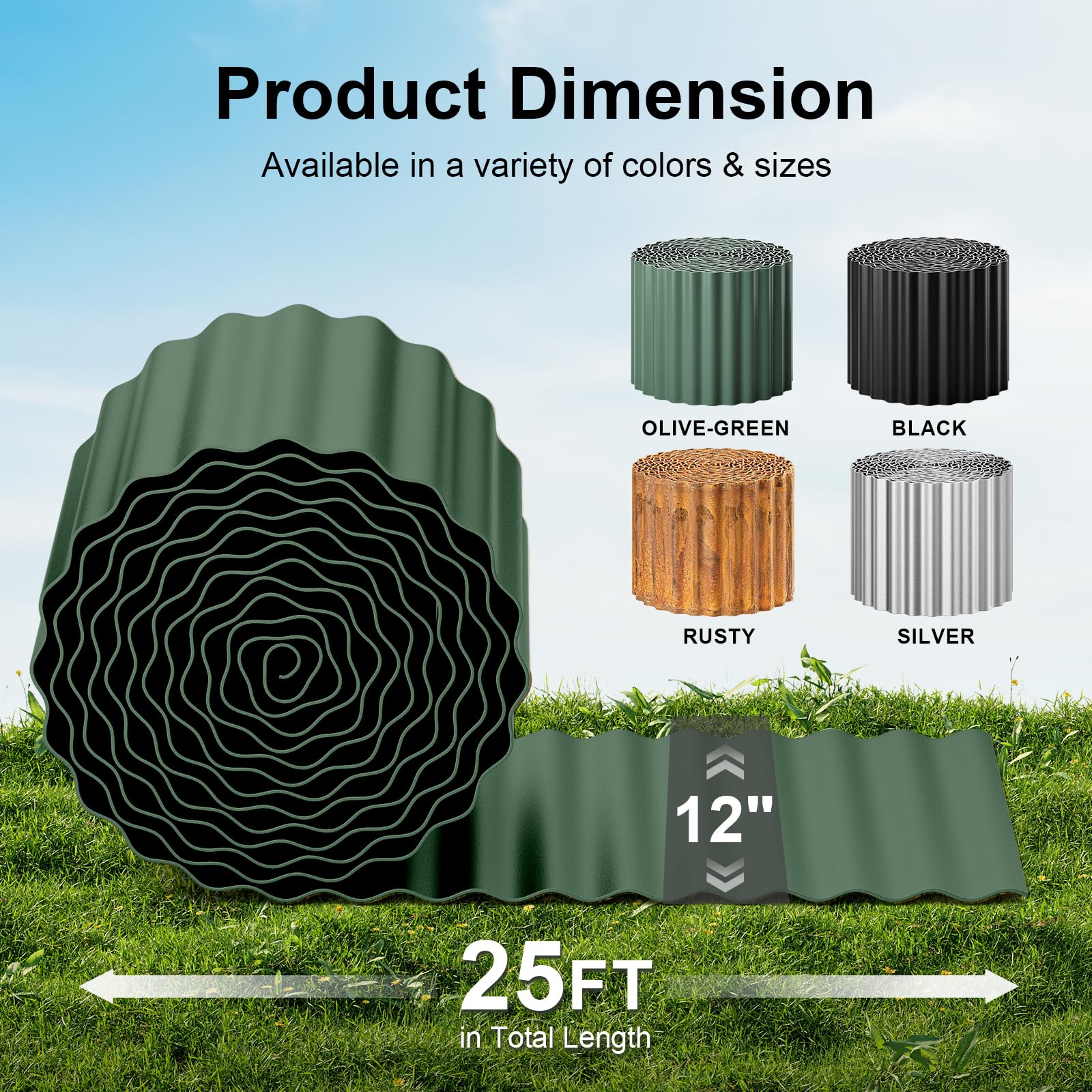 Side view of Land Guard Corrugated Metal Garden Edging showing rippled design