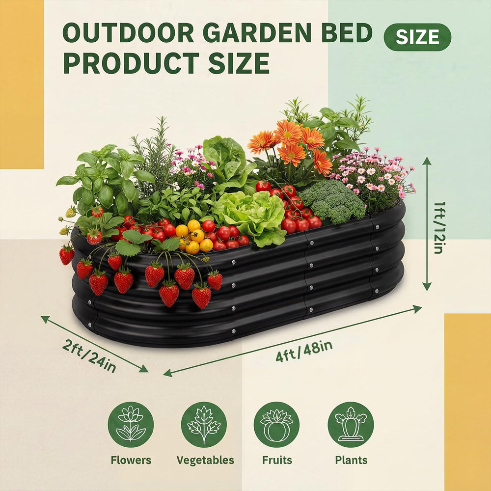 Side view of Land Guard galvanized raised garden bed showing open base