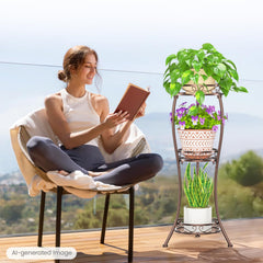 Side view of LASZOLA 3-Tier Plant Stand with plants