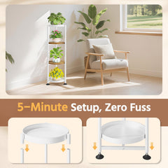Side view of LASZOLA 4 Tier Plant Stand with plants