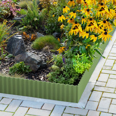 Side view of LAVEVE Corrugated Metal Garden Edging with hemmed edges