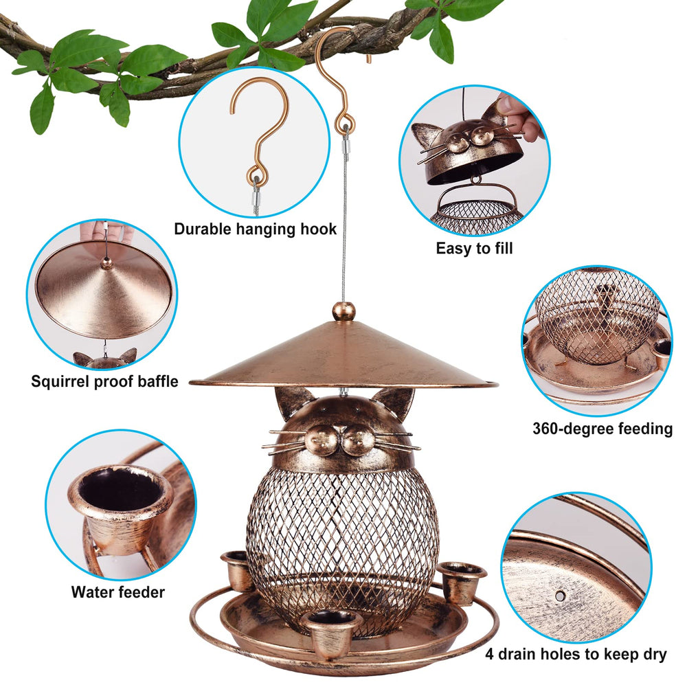 Side view of LBTING bird feeder displaying squirrel-proof design