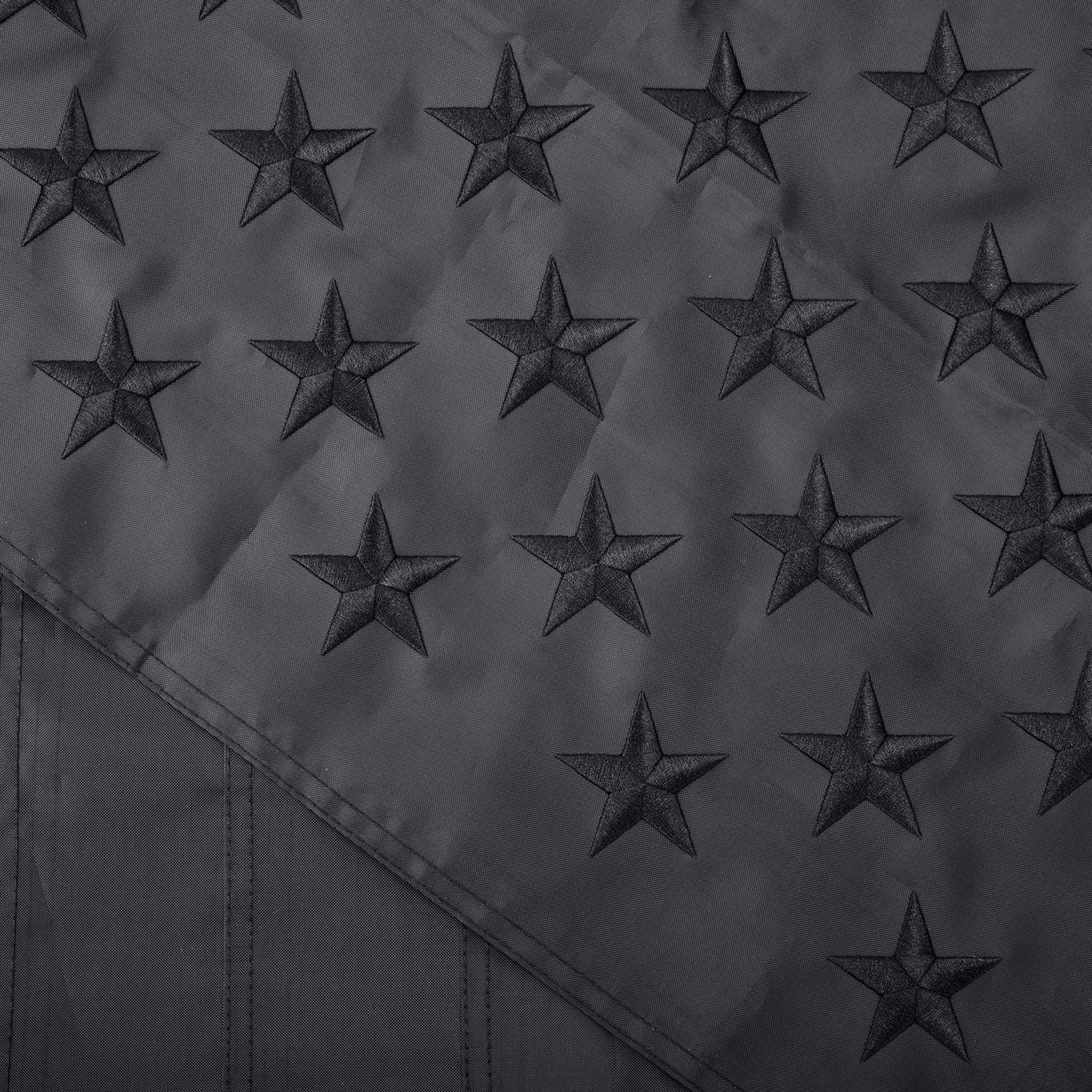 Side view of Lifraon Black American Flag with stitched ends