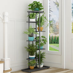 Side view of LINZINAR 7 Tier Plant Stand outdoors