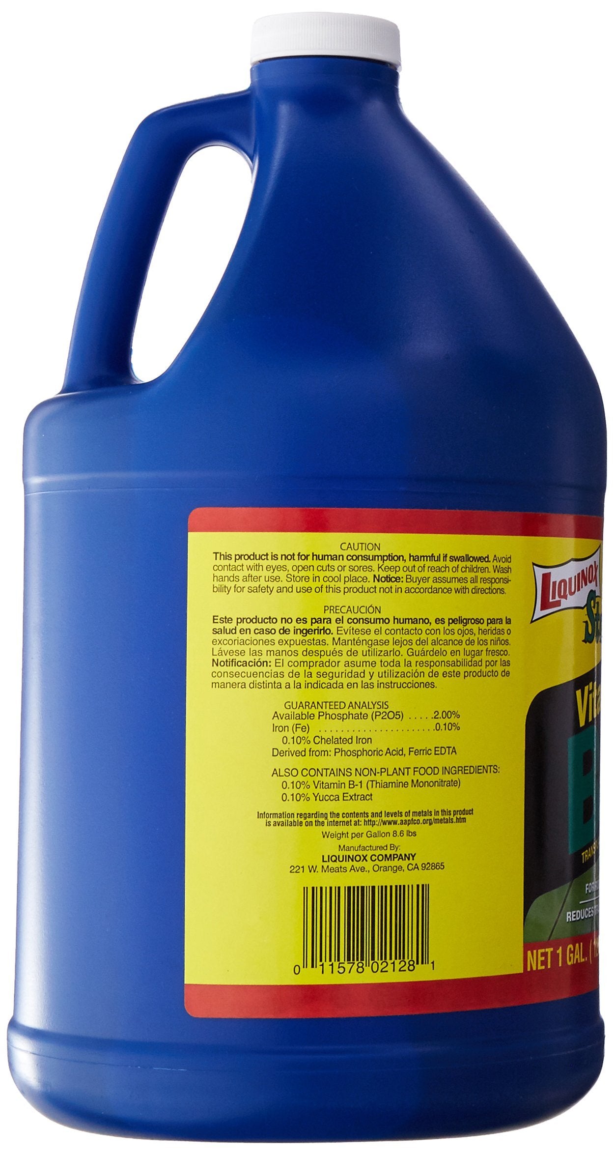 Side view of Liquinox 0-2-0 Start Fertilizer bottle