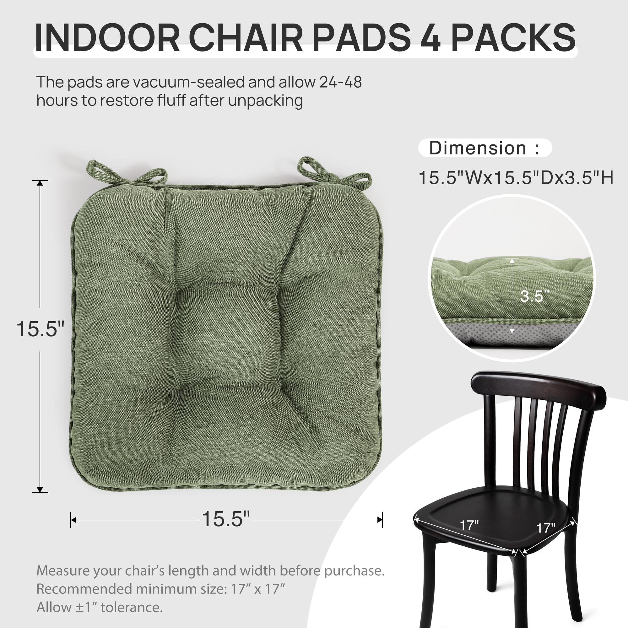 Side view of Love's cabin Memory Foam Chair Cushion, green colour