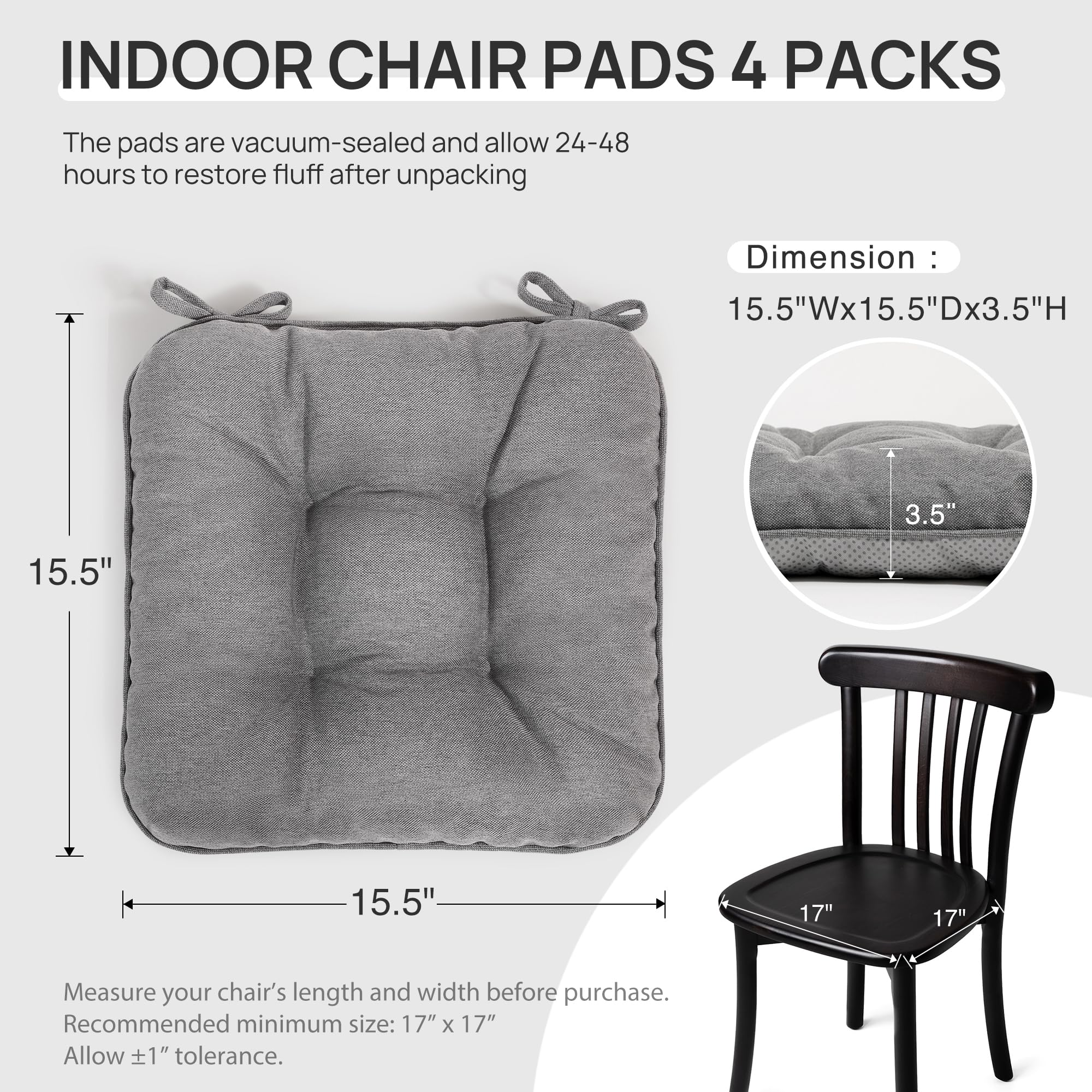 Side view of Love's cabin Memory Foam Chair Cushion showing thickness